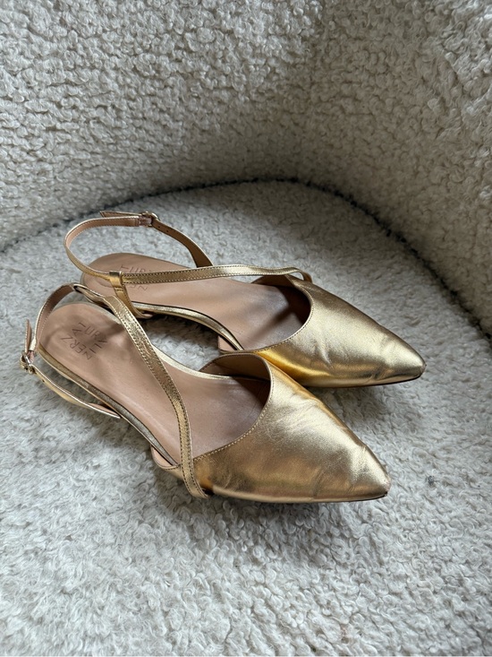 Naturalizer Shoes - Naturalizer Metallic Gold Pointed Toe Slingback Flats